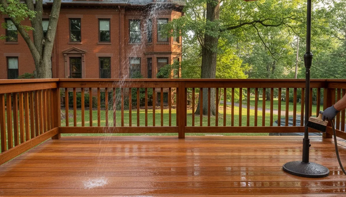 Professional deck staining in Hartford CT protecting wood decks with quality stain and expert painting techniques