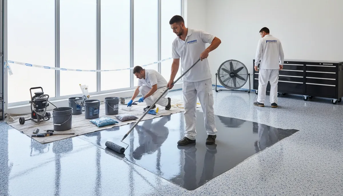Professional epoxy garage floor coating in Hartford CT for durable, salt-resistant concrete protection