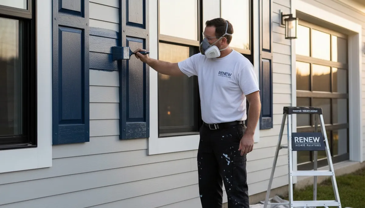 Professional shutter painting and refinishing on a Hartford CT home exterior by expert painters