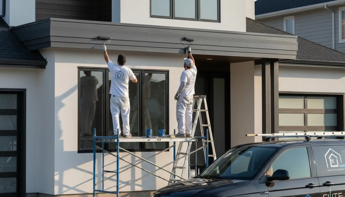 Professional trim and fascia painting on Hartford CT home by expert local house painters